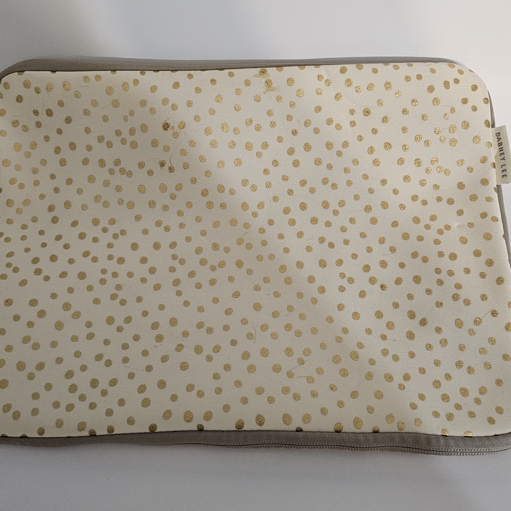 Dabney Lee Cream and Gold Polka Dot Laptop Sleeve - Picture 1 of 8